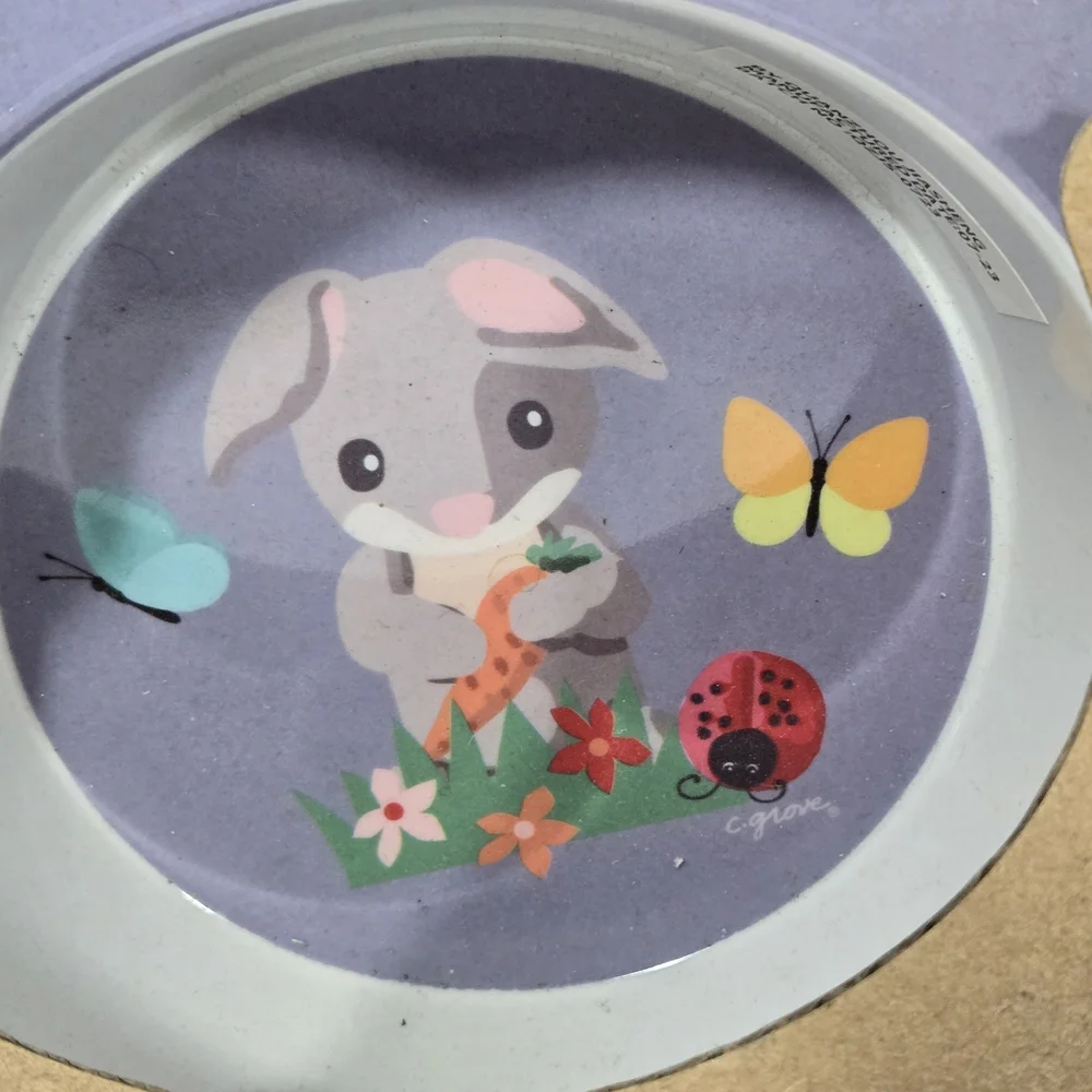 Kids Tableware Set Plate Bowl Cup Bunny Rabbit Butterfly Ladybug Flowers Rare